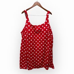 Disney Minnie Mouse Dress W/ Shorts Adult 3XL Red Poka Dot Sleeveless Open Back